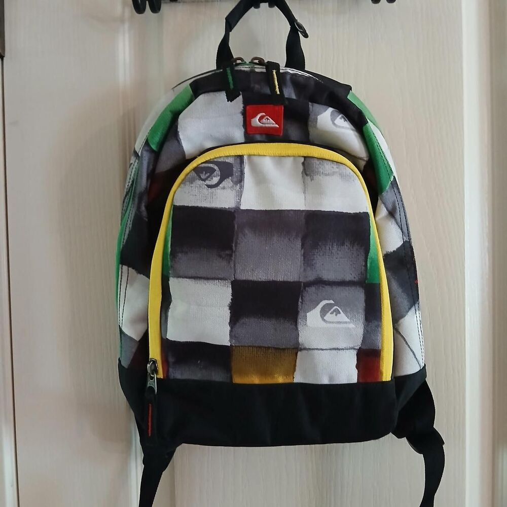 Quiksilver Checkered Plaid Small Backpack Daypack Retro Skater Streetwear Y2K